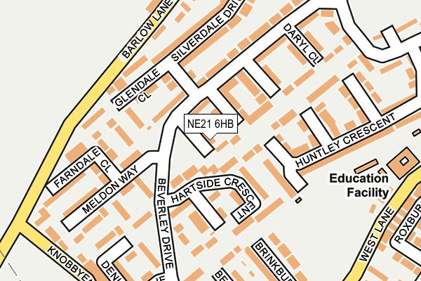 NE21 6HB map - OS OpenMap – Local (Ordnance Survey) NE21 6HB map - OS OpenMap – Local (Ordnance Survey)