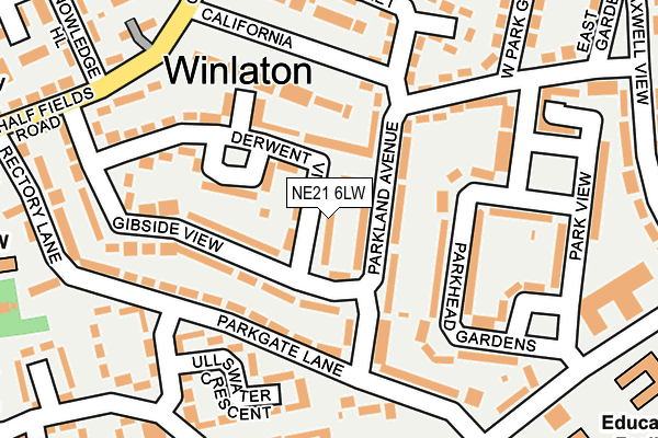NE21 6LW map - OS OpenMap – Local (Ordnance Survey) NE21 6LW map - OS OpenMap – Local (Ordnance Survey)