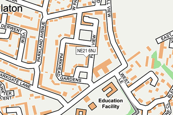 NE21 6NJ map - OS OpenMap – Local (Ordnance Survey) NE21 6NJ map - OS OpenMap – Local (Ordnance Survey)