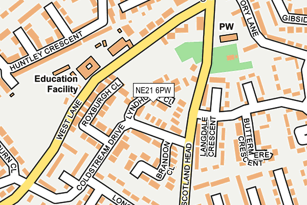 NE21 6PW map - OS OpenMap – Local (Ordnance Survey) NE21 6PW map - OS OpenMap – Local (Ordnance Survey)