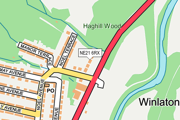 NE21 6RX map - OS OpenMap – Local (Ordnance Survey)