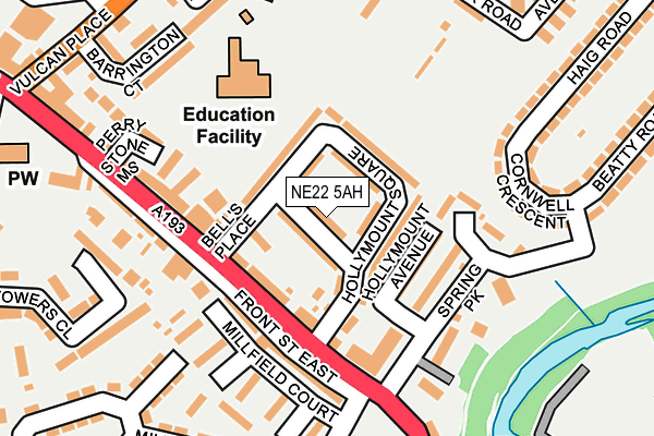 NE22 5AH map - OS OpenMap – Local (Ordnance Survey) NE22 5AH map - OS OpenMap – Local (Ordnance Survey)