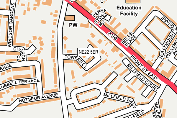 NE22 5ER map - OS OpenMap – Local (Ordnance Survey) NE22 5ER map - OS OpenMap – Local (Ordnance Survey)