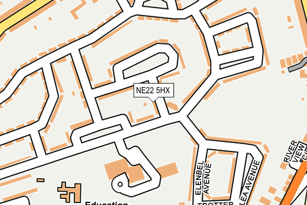 NE22 5HX map - OS OpenMap – Local (Ordnance Survey) NE22 5HX map - OS OpenMap – Local (Ordnance Survey)