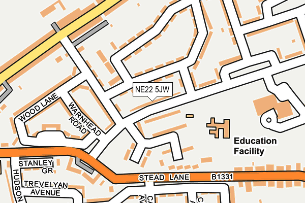 NE22 5JW map - OS OpenMap – Local (Ordnance Survey) NE22 5JW map - OS OpenMap – Local (Ordnance Survey)
