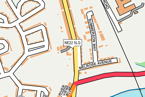 NE22 5LG map - OS OpenMap – Local (Ordnance Survey) NE22 5LG map - OS OpenMap – Local (Ordnance Survey)