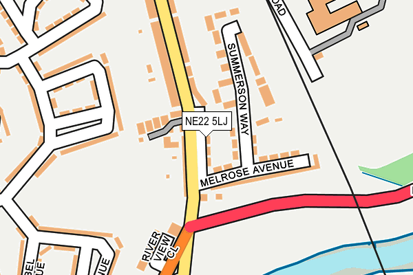 NE22 5LJ map - OS OpenMap – Local (Ordnance Survey) NE22 5LJ map - OS OpenMap – Local (Ordnance Survey)