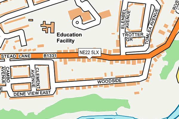 NE22 5LX map - OS OpenMap – Local (Ordnance Survey) NE22 5LX map - OS OpenMap – Local (Ordnance Survey)