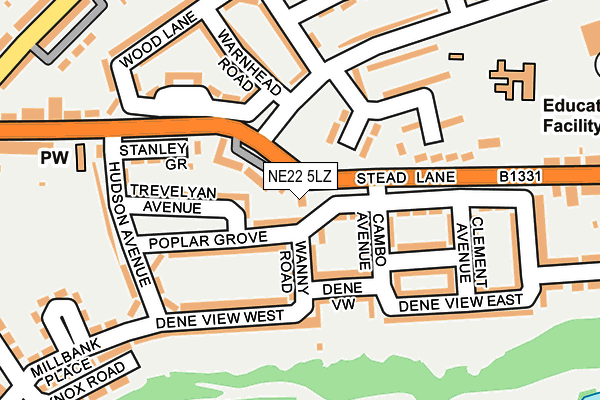 NE22 5LZ map - OS OpenMap – Local (Ordnance Survey) NE22 5LZ map - OS OpenMap – Local (Ordnance Survey)