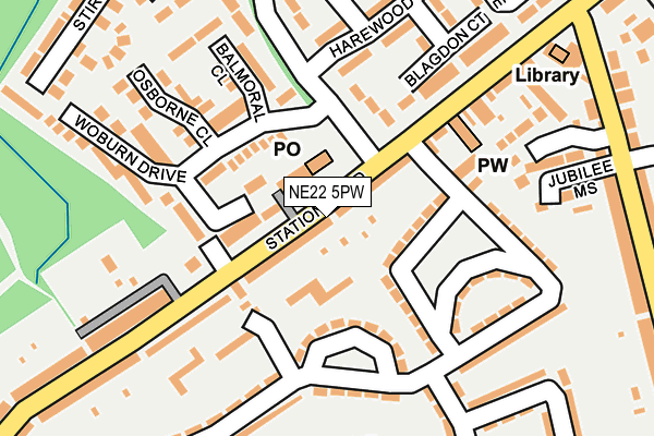 NE22 5PW map - OS OpenMap – Local (Ordnance Survey) NE22 5PW map - OS OpenMap – Local (Ordnance Survey)
