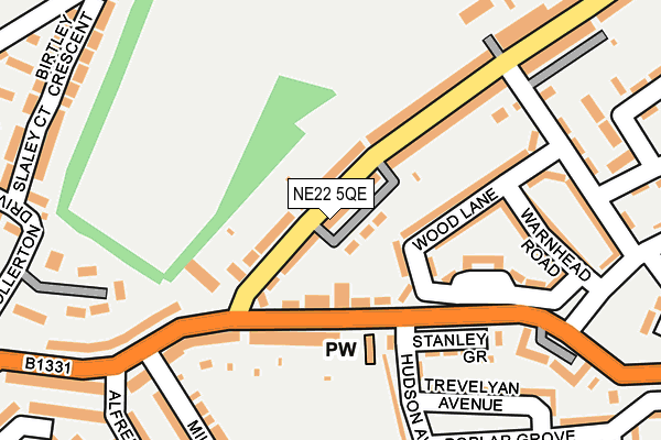 NE22 5QE map - OS OpenMap – Local (Ordnance Survey) NE22 5QE map - OS OpenMap – Local (Ordnance Survey)