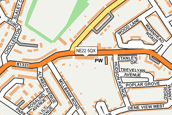NE22 5QX map - OS OpenMap – Local (Ordnance Survey) NE22 5QX map - OS OpenMap – Local (Ordnance Survey)