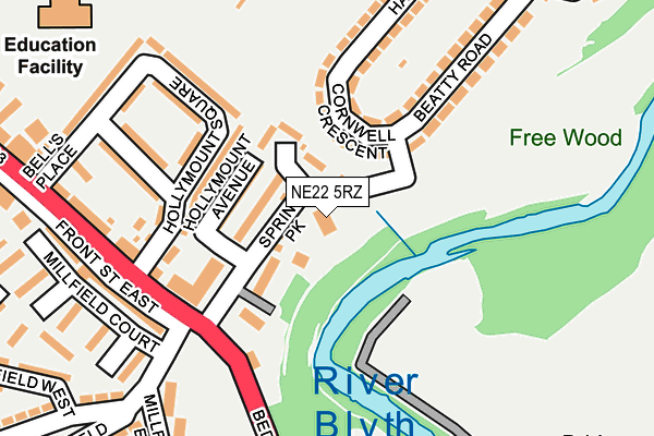 NE22 5RZ map - OS OpenMap – Local (Ordnance Survey) NE22 5RZ map - OS OpenMap – Local (Ordnance Survey)