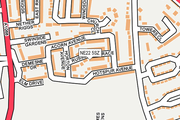 NE22 5SZ map - OS OpenMap – Local (Ordnance Survey) NE22 5SZ map - OS OpenMap – Local (Ordnance Survey)