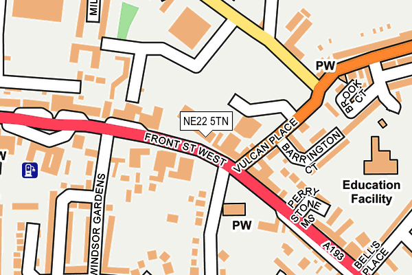NE22 5TN map - OS OpenMap – Local (Ordnance Survey) NE22 5TN map - OS OpenMap – Local (Ordnance Survey)