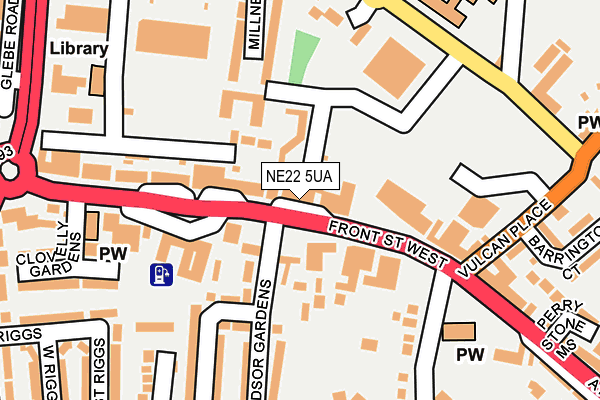NE22 5UA map - OS OpenMap – Local (Ordnance Survey) NE22 5UA map - OS OpenMap – Local (Ordnance Survey)