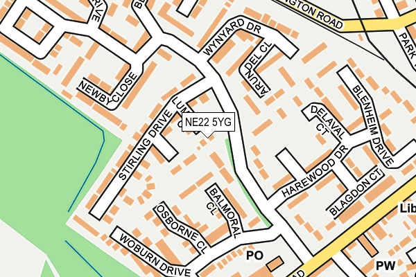 NE22 5YG map - OS OpenMap – Local (Ordnance Survey) NE22 5YG map - OS OpenMap – Local (Ordnance Survey)