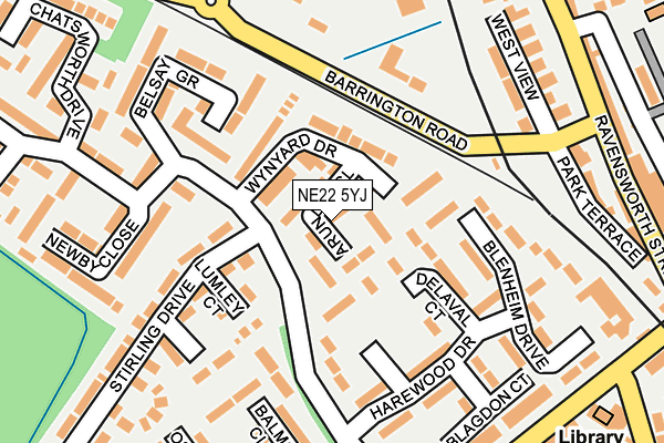NE22 5YJ map - OS OpenMap – Local (Ordnance Survey) NE22 5YJ map - OS OpenMap – Local (Ordnance Survey)