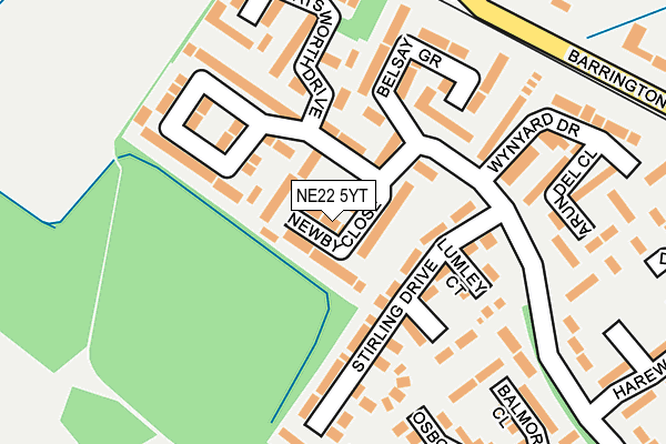 NE22 5YT map - OS OpenMap – Local (Ordnance Survey) NE22 5YT map - OS OpenMap – Local (Ordnance Survey)