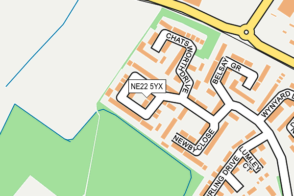 NE22 5YX map - OS OpenMap – Local (Ordnance Survey) NE22 5YX map - OS OpenMap – Local (Ordnance Survey)