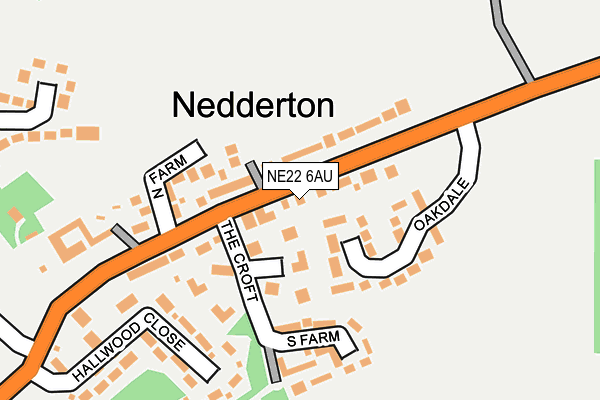 NE22 6AU map - OS OpenMap – Local (Ordnance Survey)