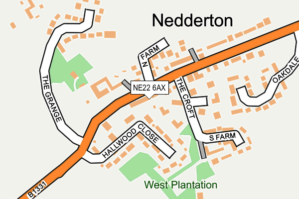 NE22 6AX map - OS OpenMap – Local (Ordnance Survey) NE22 6AX map - OS OpenMap – Local (Ordnance Survey)