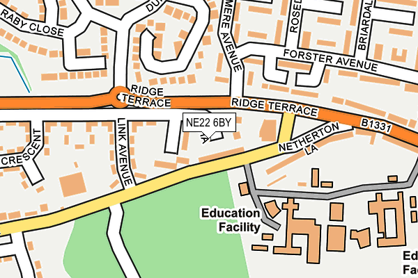 NE22 6BY map - OS OpenMap – Local (Ordnance Survey)