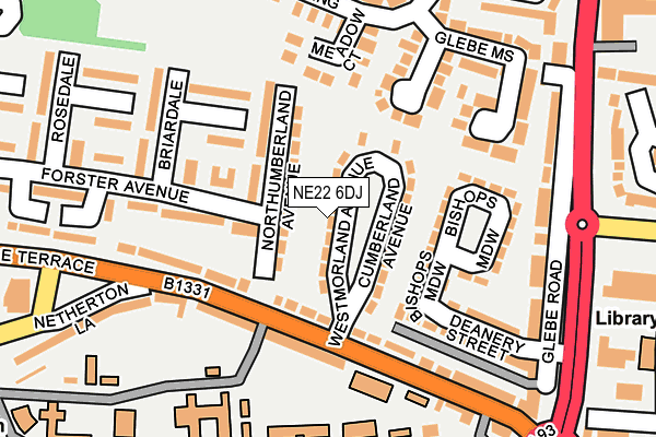 NE22 6DJ map - OS OpenMap – Local (Ordnance Survey) NE22 6DJ map - OS OpenMap – Local (Ordnance Survey)