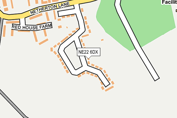 NE22 6DX map - OS OpenMap – Local (Ordnance Survey) NE22 6DX map - OS OpenMap – Local (Ordnance Survey)