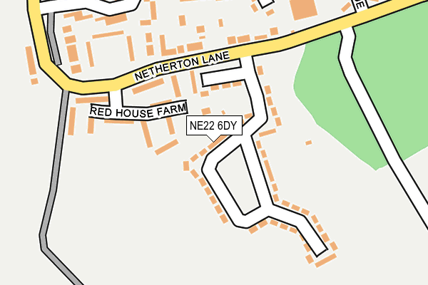 NE22 6DY map - OS OpenMap – Local (Ordnance Survey) NE22 6DY map - OS OpenMap – Local (Ordnance Survey)