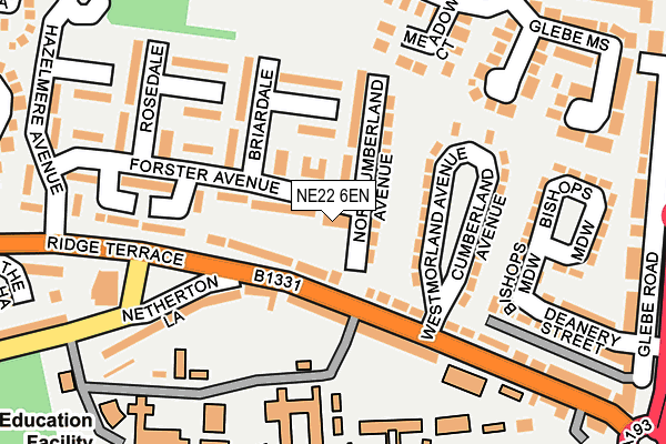 NE22 6EN map - OS OpenMap – Local (Ordnance Survey) NE22 6EN map - OS OpenMap – Local (Ordnance Survey)