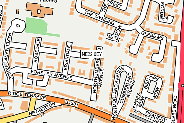NE22 6EY map - OS OpenMap – Local (Ordnance Survey) NE22 6EY map - OS OpenMap – Local (Ordnance Survey)