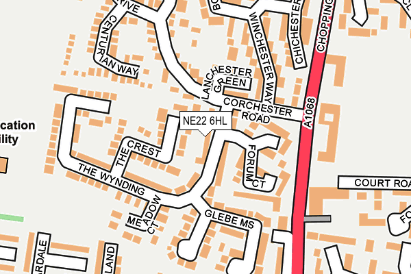 NE22 6HL map - OS OpenMap – Local (Ordnance Survey) NE22 6HL map - OS OpenMap – Local (Ordnance Survey)