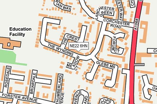 NE22 6HN map - OS OpenMap – Local (Ordnance Survey) NE22 6HN map - OS OpenMap – Local (Ordnance Survey)