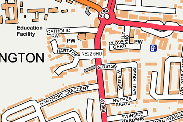 NE22 6HU map - OS OpenMap – Local (Ordnance Survey) NE22 6HU map - OS OpenMap – Local (Ordnance Survey)