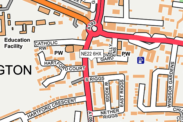 NE22 6HX map - OS OpenMap – Local (Ordnance Survey) NE22 6HX map - OS OpenMap – Local (Ordnance Survey)
