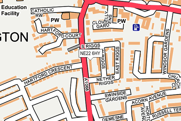 NE22 6HY map - OS OpenMap – Local (Ordnance Survey) NE22 6HY map - OS OpenMap – Local (Ordnance Survey)