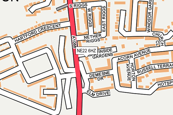 NE22 6HZ map - OS OpenMap – Local (Ordnance Survey) NE22 6HZ map - OS OpenMap – Local (Ordnance Survey)