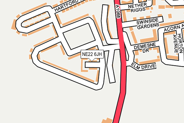 NE22 6JH map - OS OpenMap – Local (Ordnance Survey) NE22 6JH map - OS OpenMap – Local (Ordnance Survey)