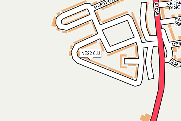 NE22 6JJ map - OS OpenMap – Local (Ordnance Survey) NE22 6JJ map - OS OpenMap – Local (Ordnance Survey)
