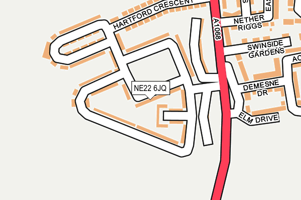 NE22 6JQ map - OS OpenMap – Local (Ordnance Survey) NE22 6JQ map - OS OpenMap – Local (Ordnance Survey)