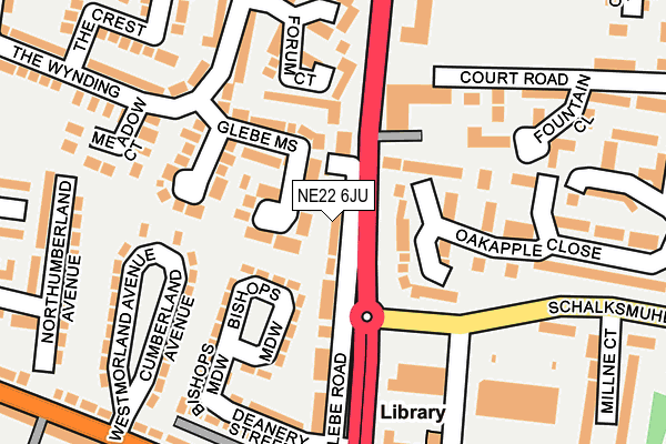 NE22 6JU map - OS OpenMap – Local (Ordnance Survey) NE22 6JU map - OS OpenMap – Local (Ordnance Survey)