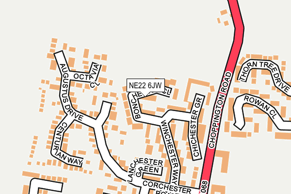 NE22 6JW map - OS OpenMap – Local (Ordnance Survey) NE22 6JW map - OS OpenMap – Local (Ordnance Survey)