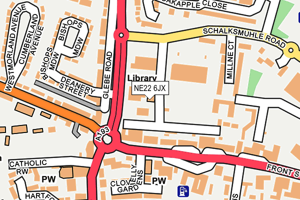 NE22 6JX map - OS OpenMap – Local (Ordnance Survey) NE22 6JX map - OS OpenMap – Local (Ordnance Survey)