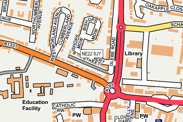 NE22 6JY map - OS OpenMap – Local (Ordnance Survey) NE22 6JY map - OS OpenMap – Local (Ordnance Survey)