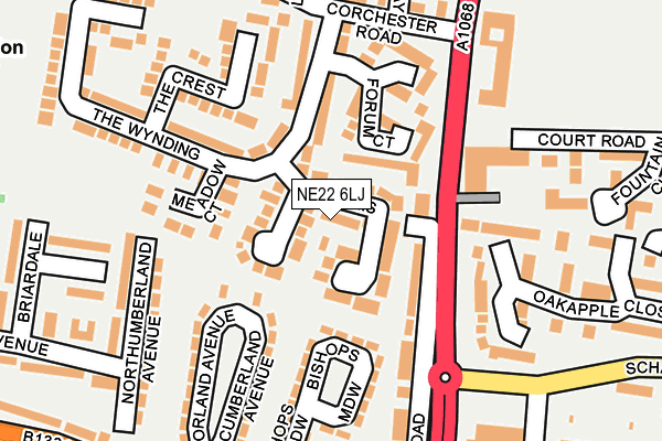 NE22 6LJ map - OS OpenMap – Local (Ordnance Survey) NE22 6LJ map - OS OpenMap – Local (Ordnance Survey)