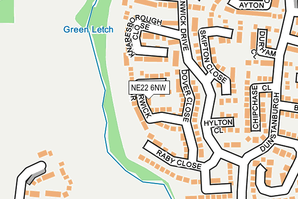 NE22 6NW map - OS OpenMap – Local (Ordnance Survey) NE22 6NW map - OS OpenMap – Local (Ordnance Survey)