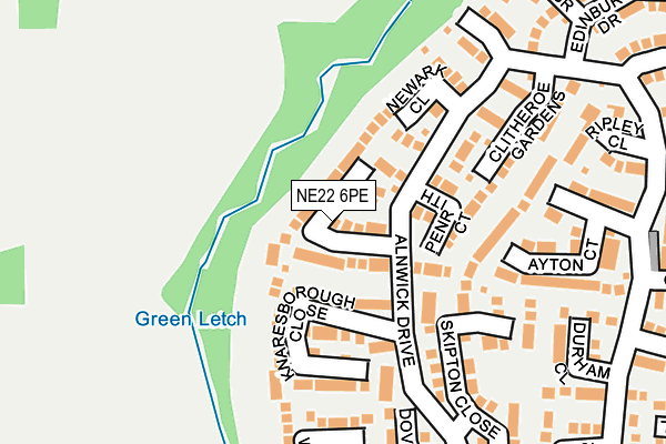 NE22 6PE map - OS OpenMap – Local (Ordnance Survey) NE22 6PE map - OS OpenMap – Local (Ordnance Survey)