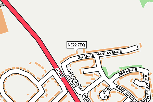 NE22 7EQ map - OS OpenMap – Local (Ordnance Survey)