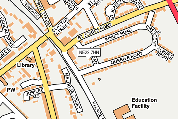 NE22 7HN map - OS OpenMap – Local (Ordnance Survey) NE22 7HN map - OS OpenMap – Local (Ordnance Survey)
